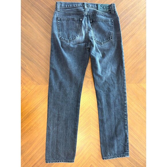 Mens SUPREME Stone Washed Black Slim Button-Fly Jeans Size 30X30 - Picture 3 of 10